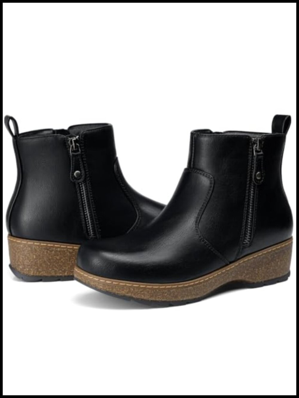 Women's Ankle Boots Faux Leather Low Wedge Heel Comfortable Fall Booties